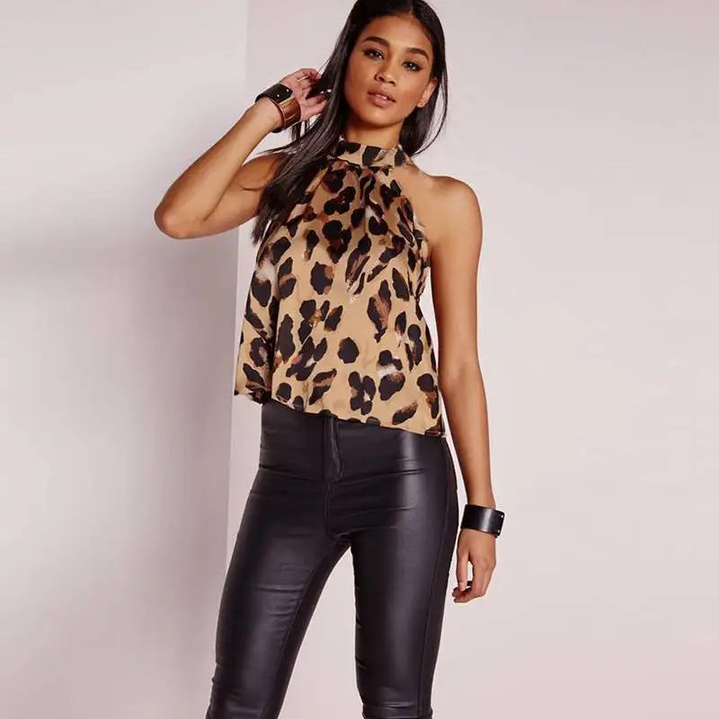 Sexy Leopard Print Halter Neck Blouse ** ONLY ** £6.01