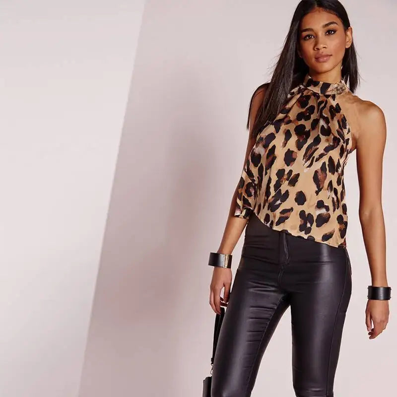 Sexy Leopard Print Halter Neck Blouse ** ONLY ** £6.01