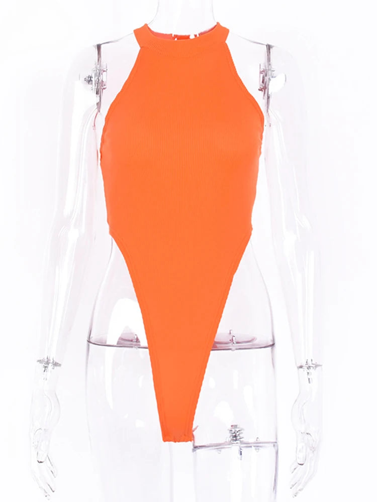 Sexy Sleeveless Neon Ribbed Thong Bodysuit ** ONLY ** £10.01