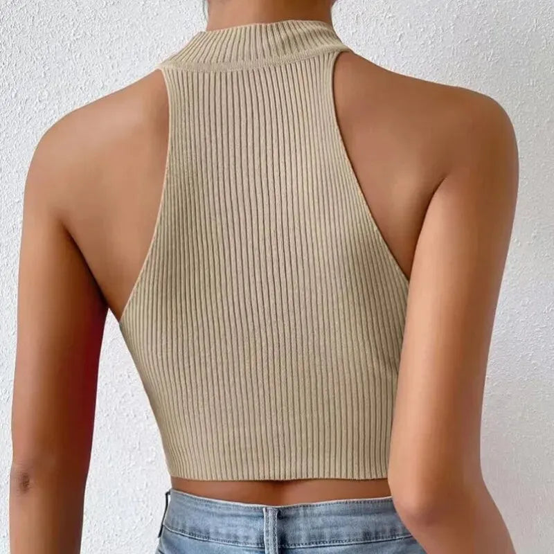 Knit Sleeveless High Neck - Halter Neck Top ** ONLY ** £9.01